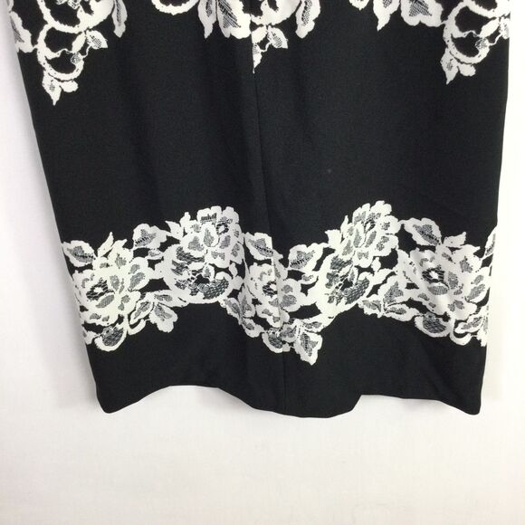 Adrianna Papell Womens Fitted Placed Printed Lace Dress Black White Size 6 NWT - Picture 15 of 16